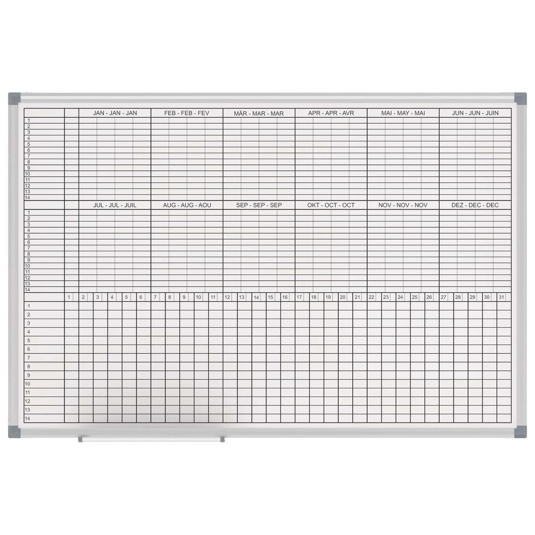 Permanent, 90 x 60 cm, mois en trois langues Tableau de planning mensuel et annuel MAULstandard MAUL - Tableau de planning mensuel et annuel MAUL MAULstandard 90 x 60 cm