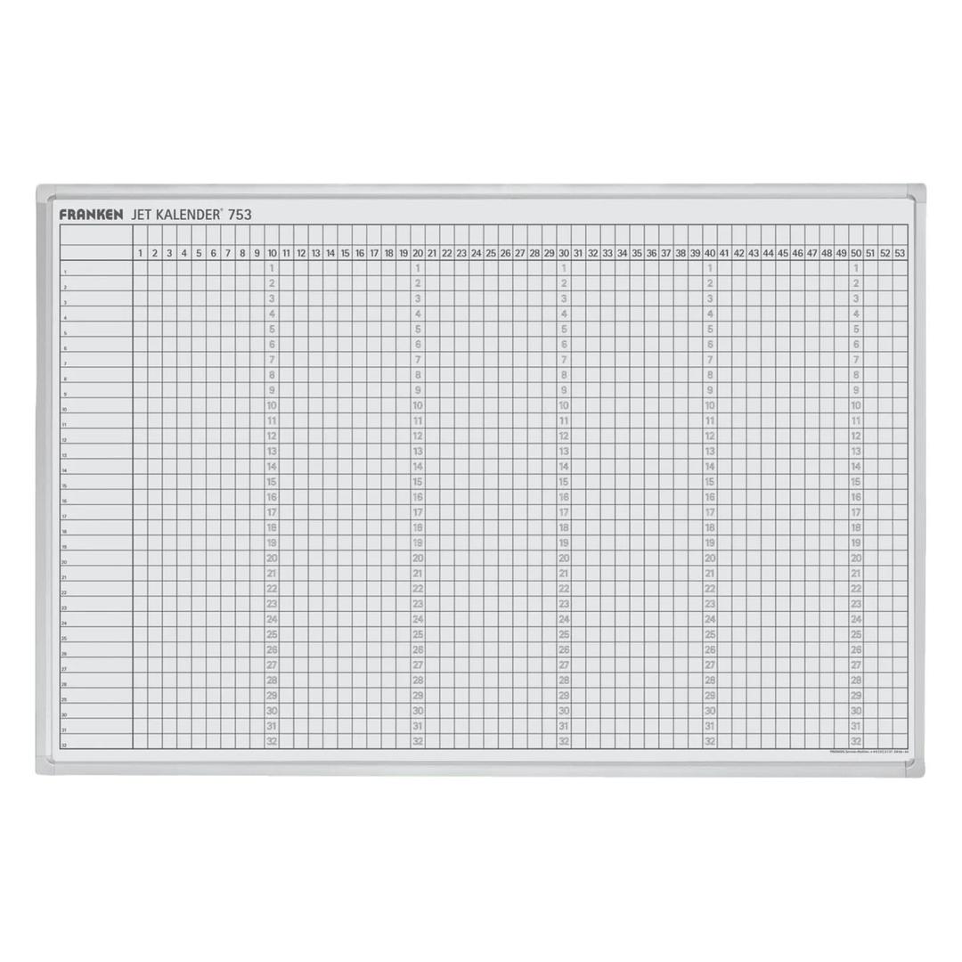 Permanent, 90 x 60 cm, 32 lignes Tableau planning JetKalender 53 semaines FRANKEN - Tableau planning FRANKEN JetKalender 53 semaines 90 x 60 cm