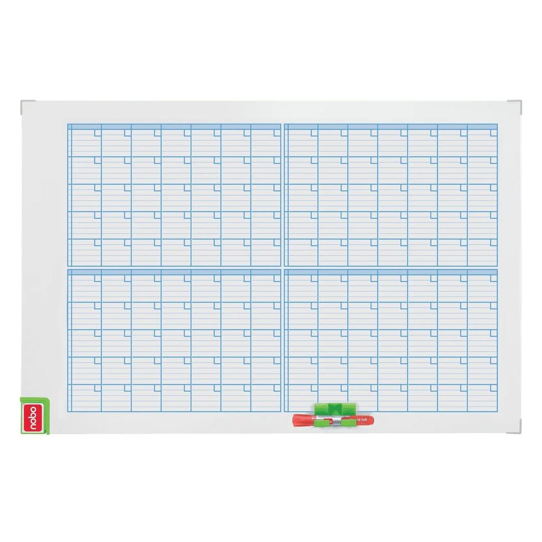 4 mois, magnétique, 90 x 60 cm, non daté Planning mensuel Performance NOBO - Planning mensuel Nobo Performance sur 4 mois, 90 x 60 cm