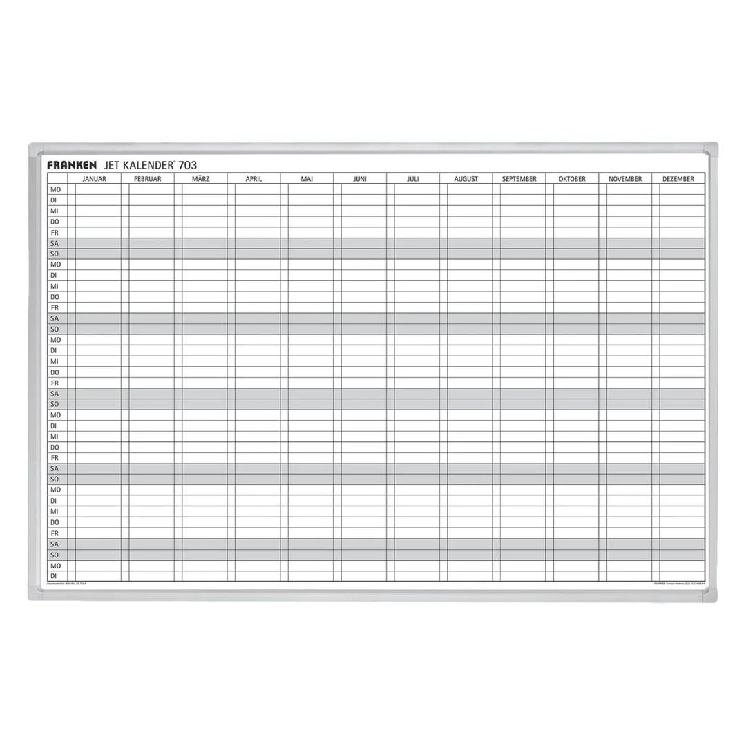 Permanent, 90 x 60 cm, impression en allemand Tableau planning annuel JetKalender FRANKEN - Tableau planning annuel FRANKEN JetKalender 90 x 60 cm imprimé en allemand