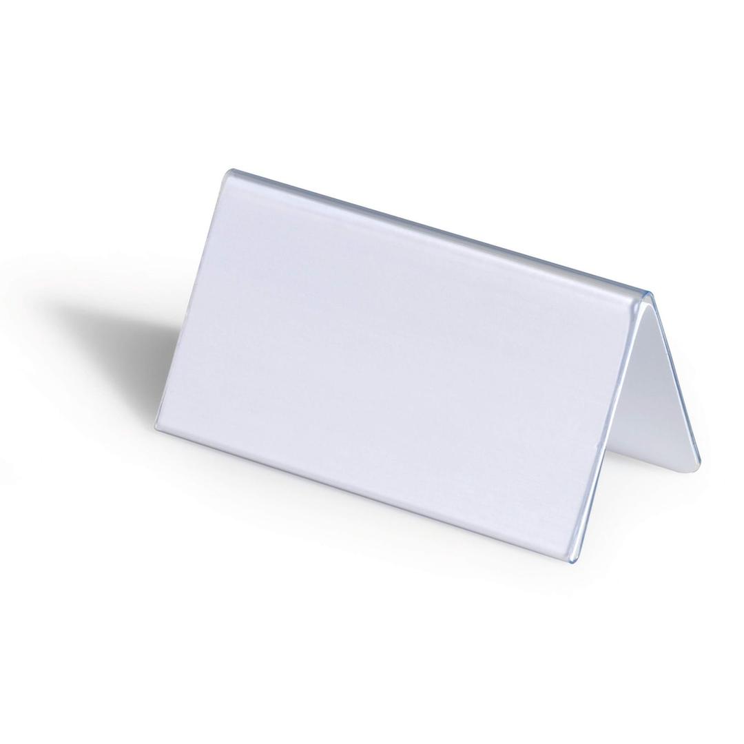 Étiquette 100 x 52 mm, boîte de 25 Porte-nom chevalet DURABLE - Porte-nom chevalet DURABLE 8051 vide, vu de trois quarts droite