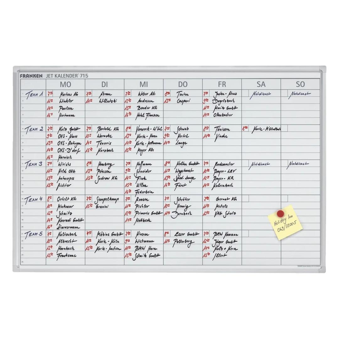 Vue mensuelle ou 25 lignes, 90 x 60 cm, impression en allemand Tableau planning semainier JetKalender FRANKEN - Tableau planning semainier FRANKEN JetKalender 90 x 60 cm