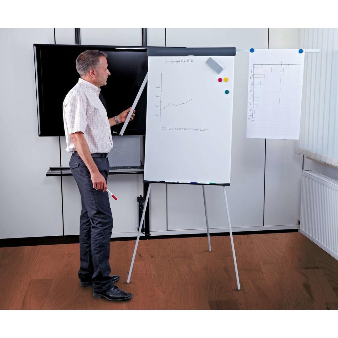 Magnétique, trépied pliable, 2 bras latéraux Chevalet de conférence standard plus MAUL - Présentation sur le chevalet MAULstandard plus