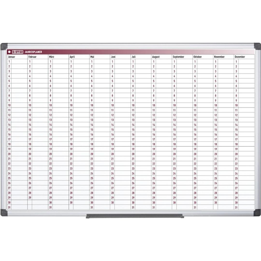 Permanent, 90 x 60 cm, impression en allemand Tableau planning annuel BI-OFFICE - Tableau planning annuel Bi-Office imprimé en allemand, 90 x 60 cm