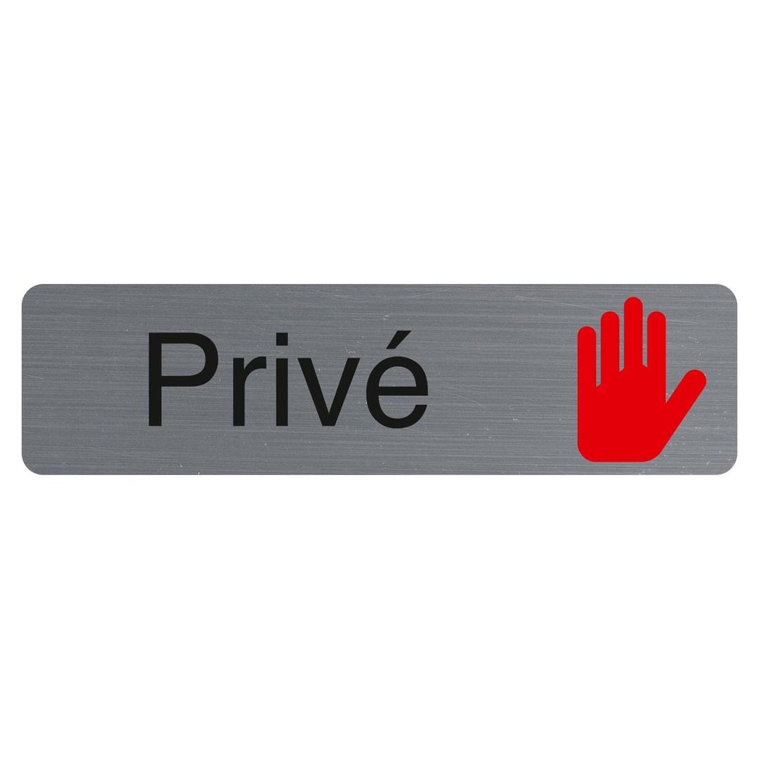 Aspect aluminium brossé, 165 x 44 mm Panneau Privé adhésif 67150E EXACOMPTA - Plaque adhésive Privé EXACOMPTA 67150E, main rouge levée