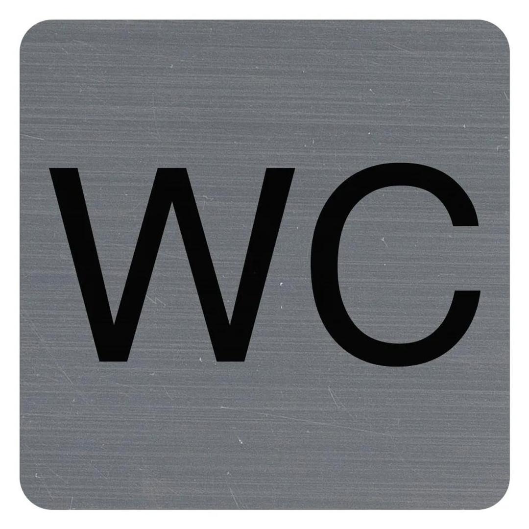 Aspect aluminium brossé, 75 x 75 mm Plaque adhésive WC 67179E EXACOMPTA - Plaque adhésive WC EXACOMPTA 67179E carrée, aspect aluminium brossé