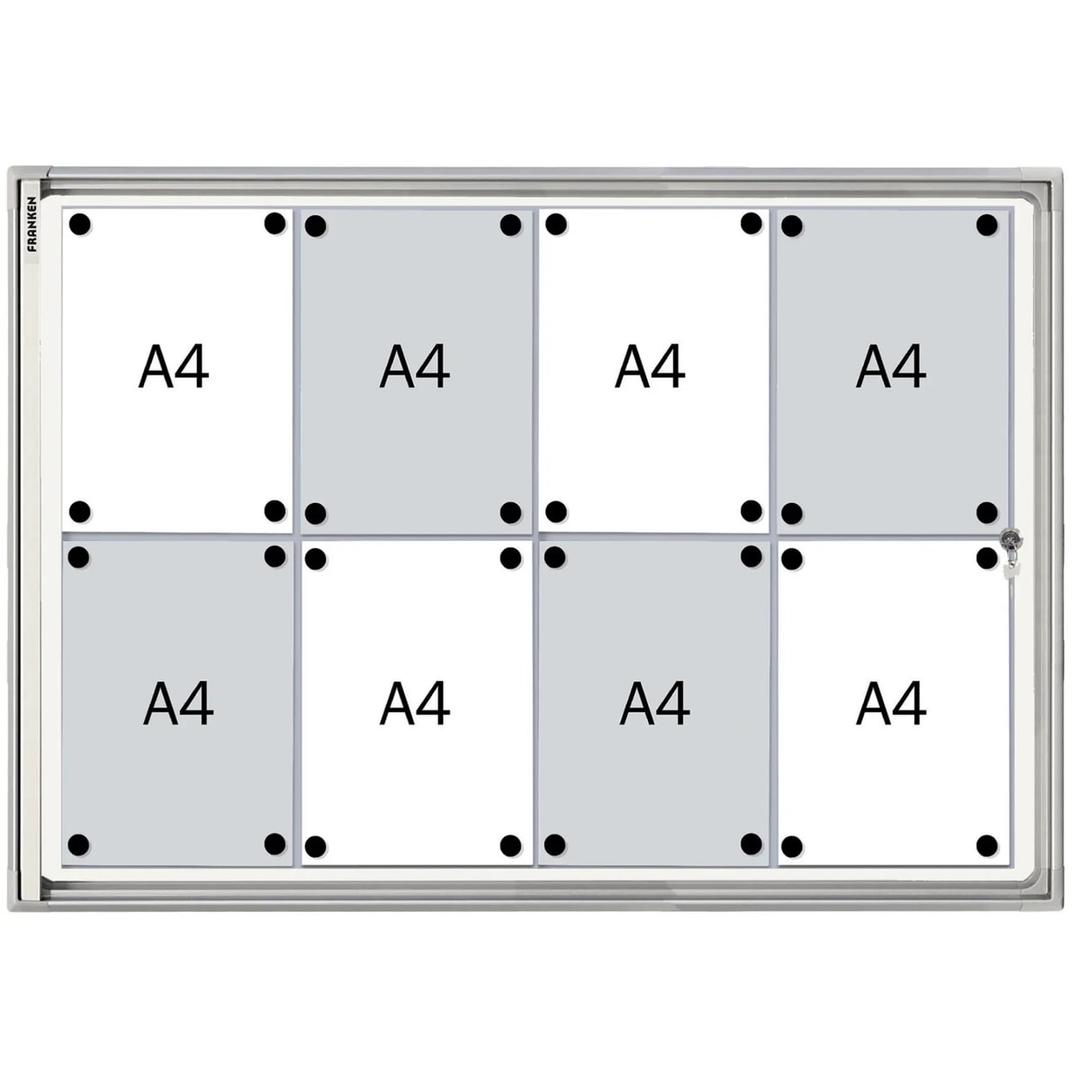Intérieure, fond magnétique, 8 x A4 Vitrine d'affichage X-tra!Line FRANKEN - Vitrine d'affichage FRANKEN X-tra!Line 8 x A4, vue de trois quarts
