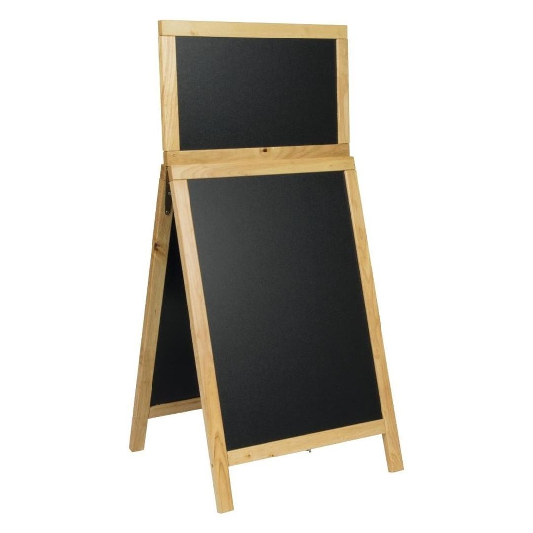 Avec en-tête, double face, cadre hêtre Stop-trottoir ardoise DELUXE Top Board SECURIT - Stop-trottoir Securit DELUXE Top Board cadre hêtre, en-tête ardoise