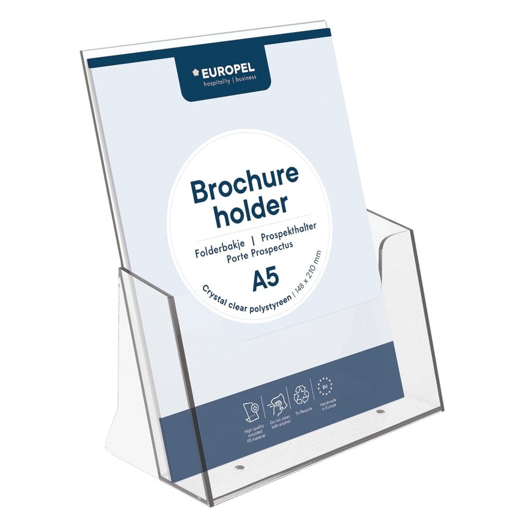 A5 portrait, 1 compartiment de 35 mm Porte-brochures simple EUROPEL - Porte-brochures EUROPEL A5, 1 compartiment, transparent, garni de documents