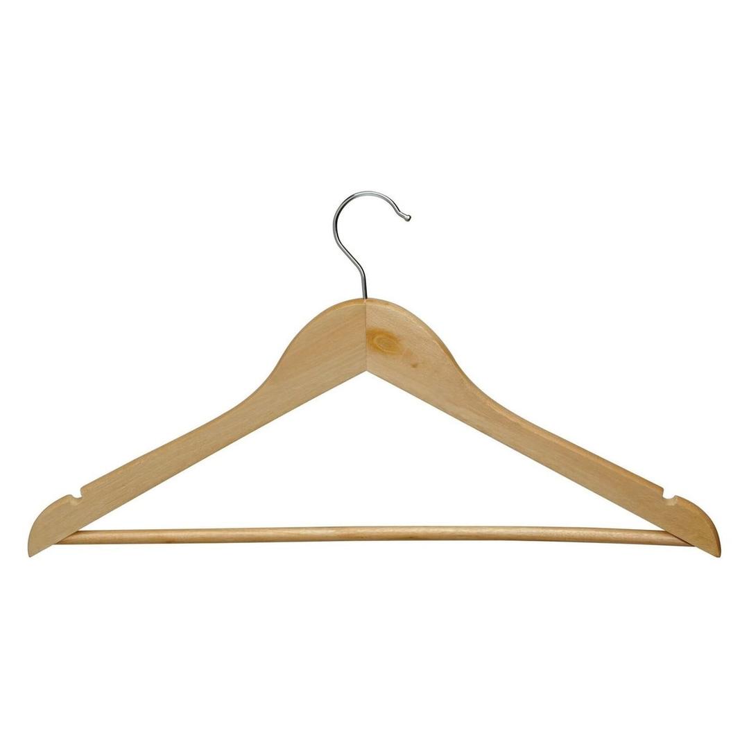 En hêtre, avec barre et encoches, lot de 20 Cintres MAULmira MAUL - Cintre en bois MAULmira en hêtre naturel, barre à pantalon et crochet chromé