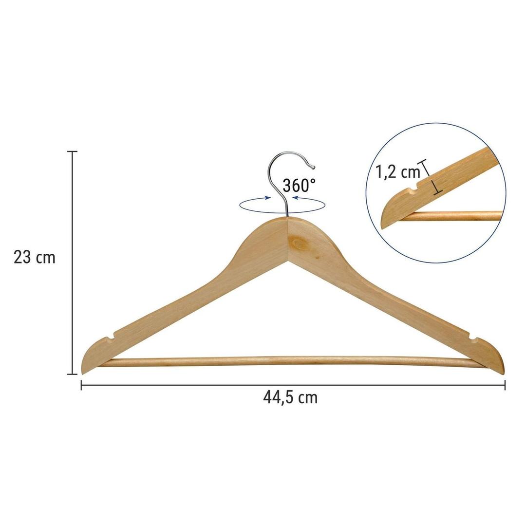 En hêtre, avec barre et encoches, lot de 20 Cintres MAULmira MAUL - Dimensions du cintre MAULmira : 445 mm de large, 230 mm de haut