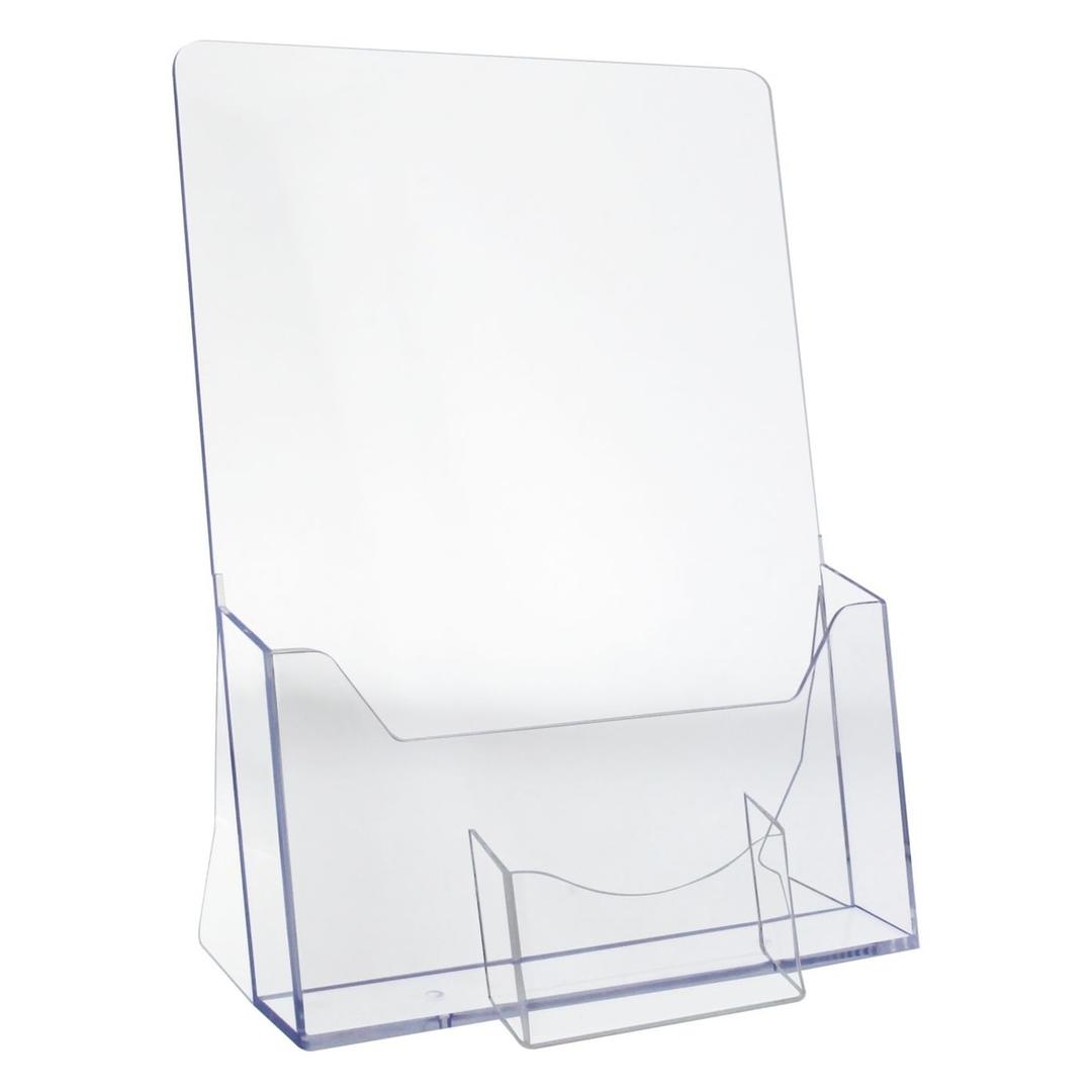 A4 portrait, transparent Porte-brochures avec porte-cartes EUROPEL - Porte-brochures EUROPEL A4, 1 compartiment, transparent