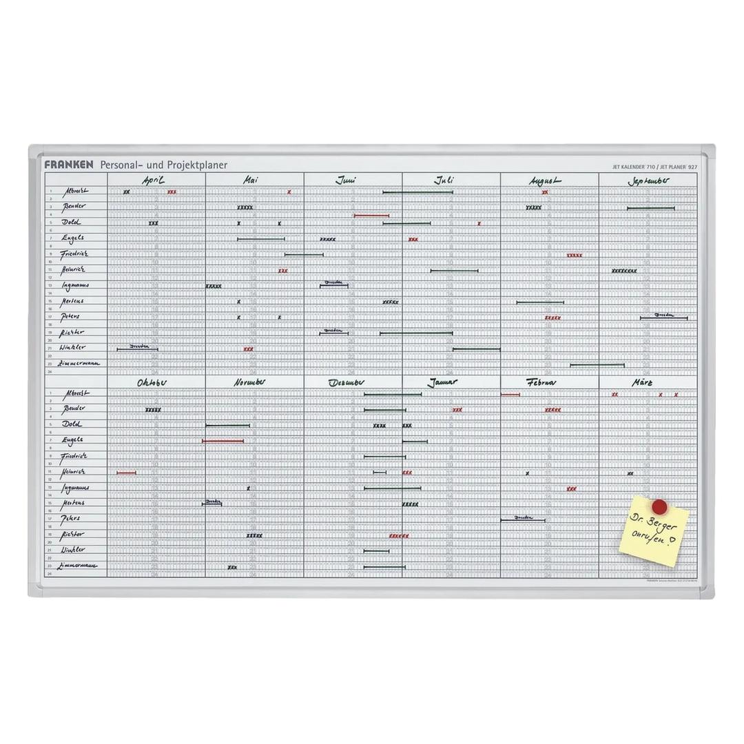 24 lignes sur un an, 90 x 60 cm, impression en allemand Planning annuel des congés JetKalender FRANKEN - Planning annuel des congés FRANKEN JetKalender 90 x 60 cm