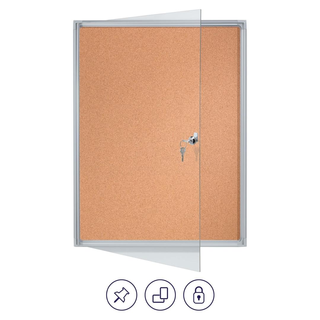 Intérieure, fond en liège, 1 x A4 Vitrine d'affichage X-tra!Line FRANKEN - Vitrine d'affichage FRANKEN X-tra!Line en liège 1 x A4, porte ouverte