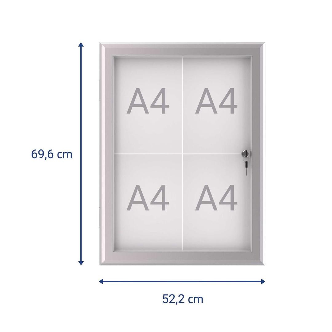 Extérieur abrité, fond magnétique, 4 x A4 Vitrine d'affichage excite MAUL - Vitrine d'affichage MAULexcite 4 x A4, dimensions