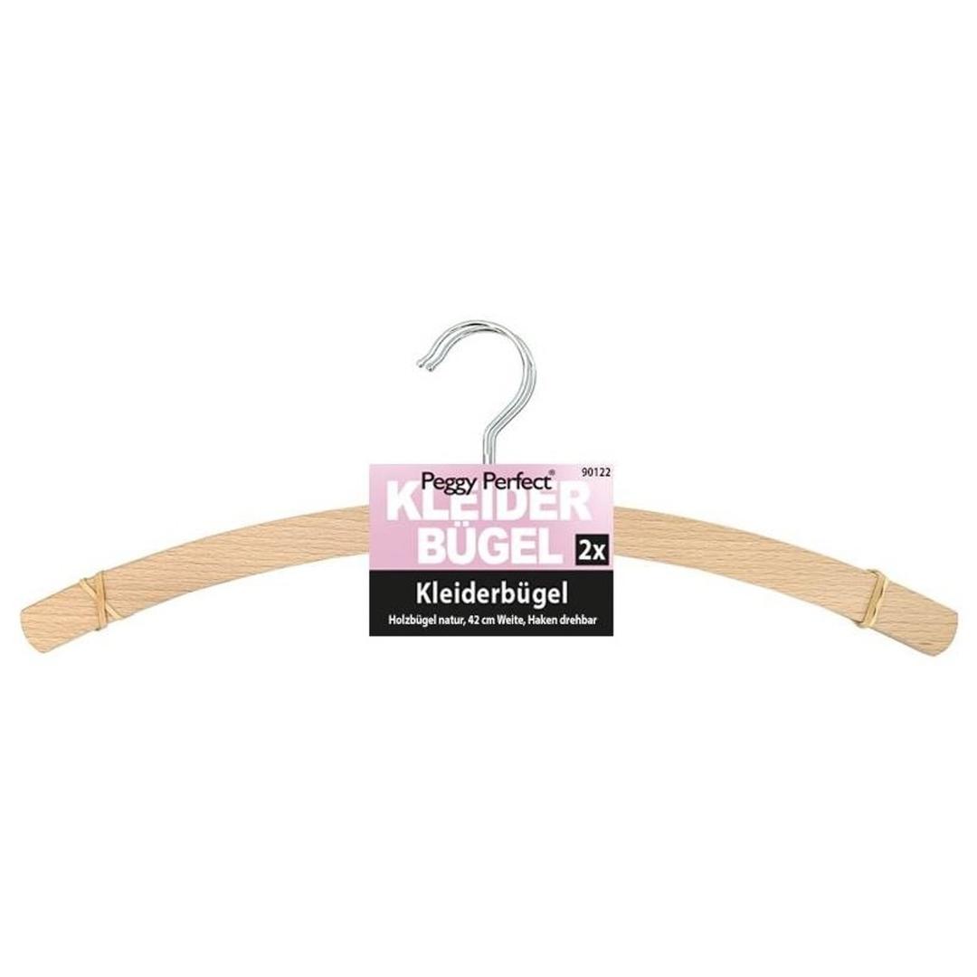 Crochet pivotant, 420 mm, lot de 2 Cintres en bois sans barre PEGGY PERFECT - Lot de 2 cintres en bois Peggy Perfect, crochet pivotant