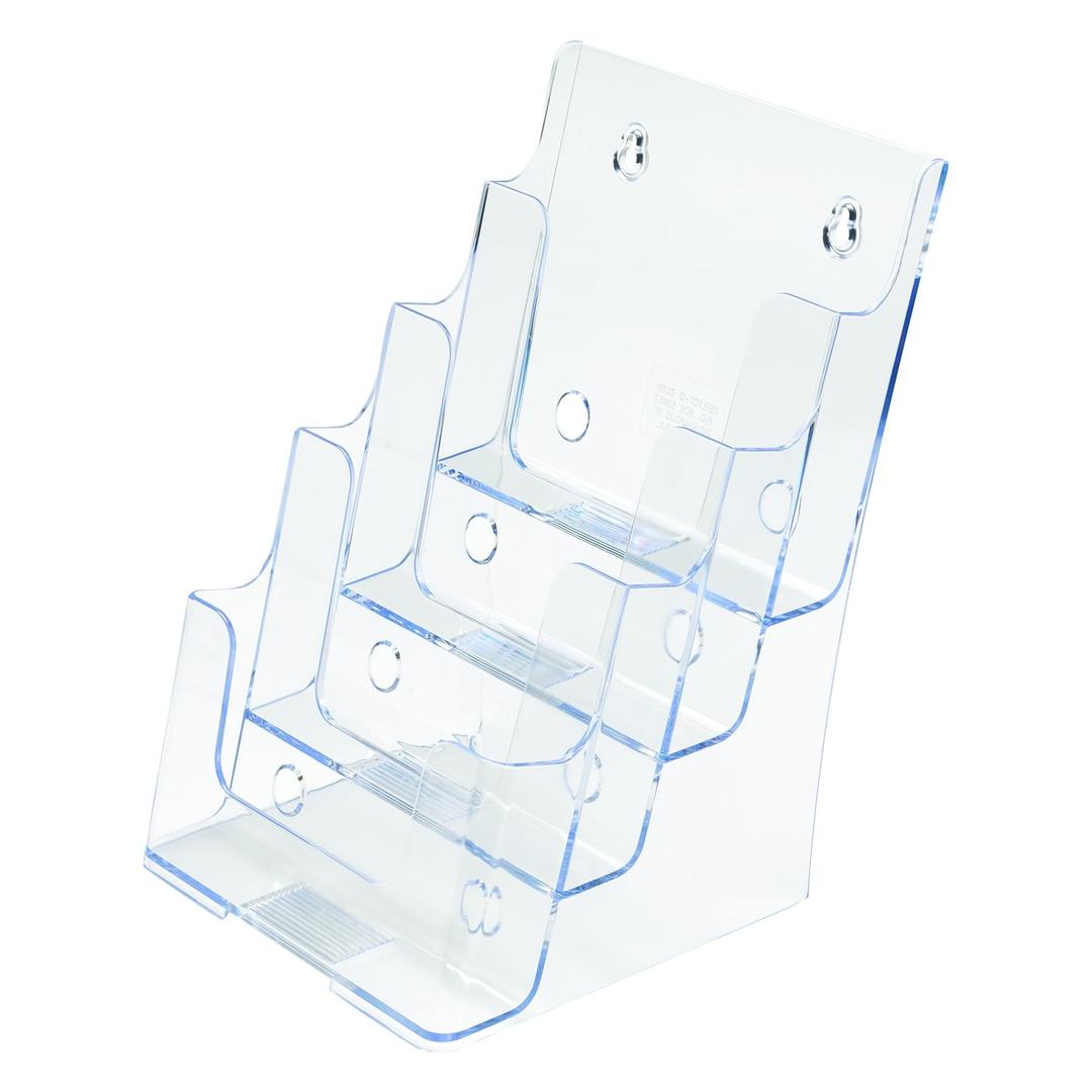 A5 portrait, 4 compartiments Porte-brochures multibacs DEFLECTO - Porte-brochures multibacs deflecto A5, 4 compartiments, transparent
