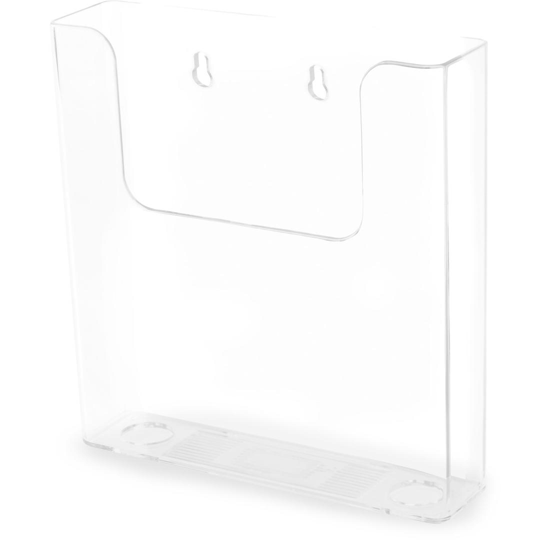 A4 portrait, à poser ou à fixer au mur Porte-brochures à dos plat DEFLECTO - Porte-brochures à dos plat deflecto A4, 1 compartiment, transparent