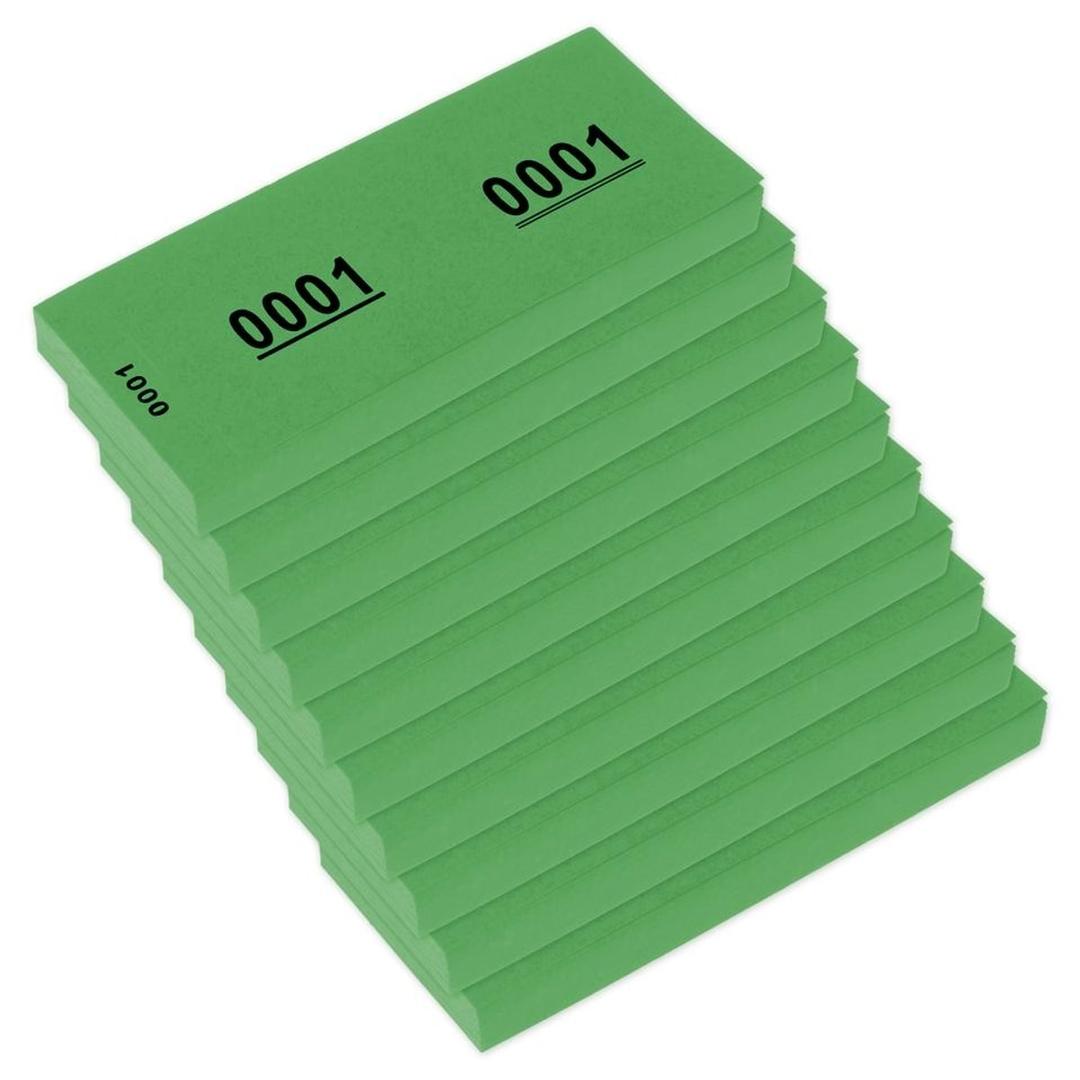 Bloc numéroté de 1 à 1 000, vert Ticket vestiaire KANGARO - Ticket vestiaire kangaro vert, bloc de 1 000 tickets numérotés en séries de 100, numéro 0001 en double