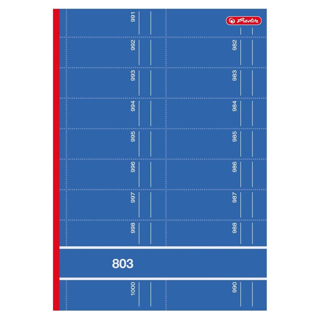 1 000 coupons de 97 x 30 mm, papier carbone Carnet de commande A4 803 HERLITZ - Carnet de commande A4 herlitz 803, deux colonnes de coupons numérotés détachables