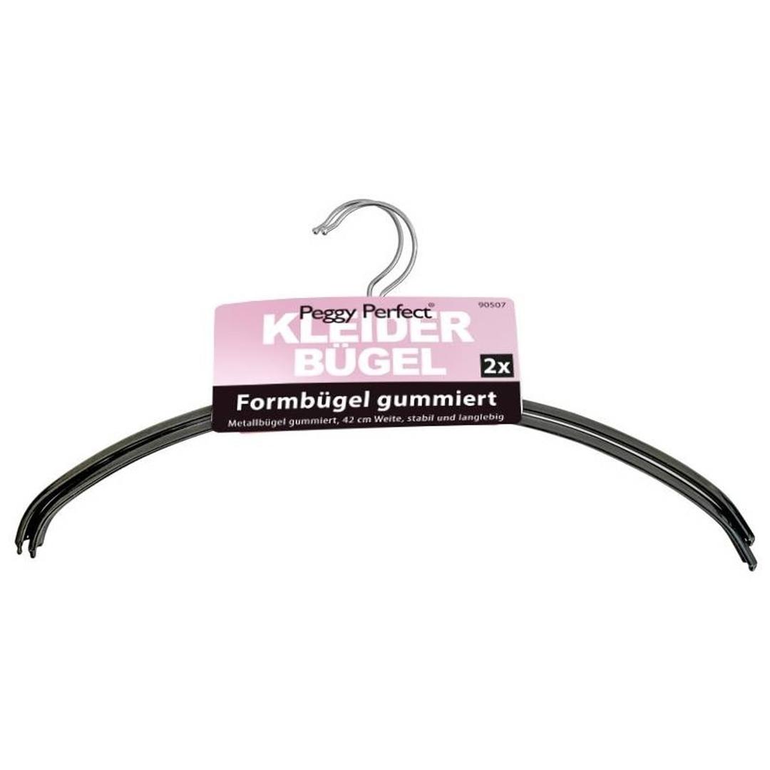 Sans barre, 420 mm, lot de 2 Cintres en métal caoutchouté PEGGY PERFECT - Lot de 2 cintres en métal caoutchouté Peggy Perfect