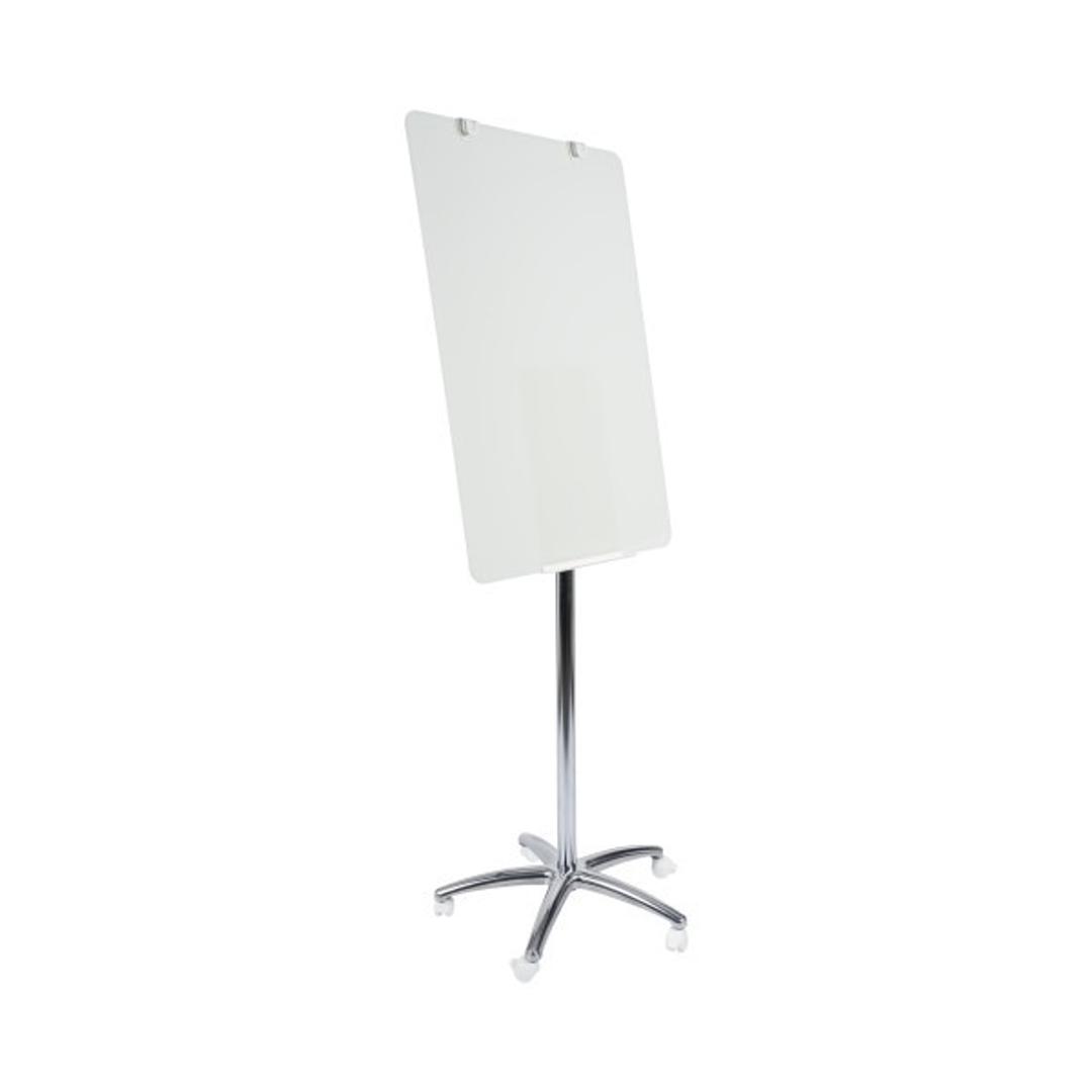 Verre trempé de 4 mm, non magnétique, piètement chromé Paperboard en verre Business BI-OFFICE - Paperboard en verre Bi-Office Business vu de trois quarts