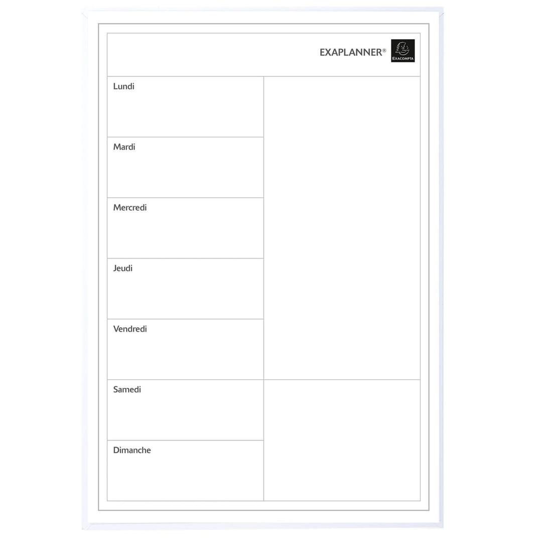 30 x 43 cm en portrait, textes en français Planning hebdomadaire magnétique Exaplanner Perso EXACOMPTA - Planning hebdomadaire magnétique EXACOMPTA Exaplanner Perso