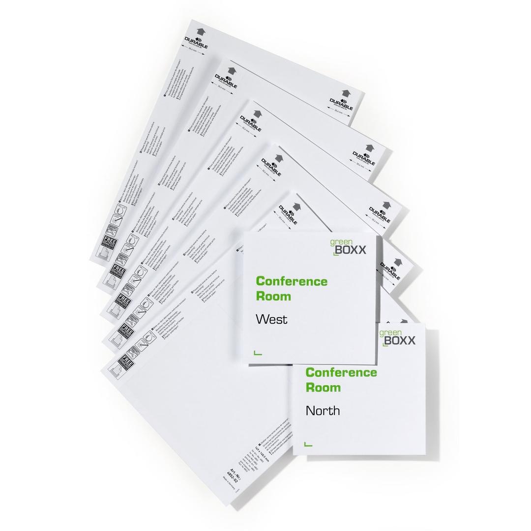 149 x 148,5 mm, sachet de 20 Encarts pour plaque de porte 4852 DURABLE - Sachet de 20 encarts DURABLE 4852 de 149 x 148,5 mm pour plaques de porte