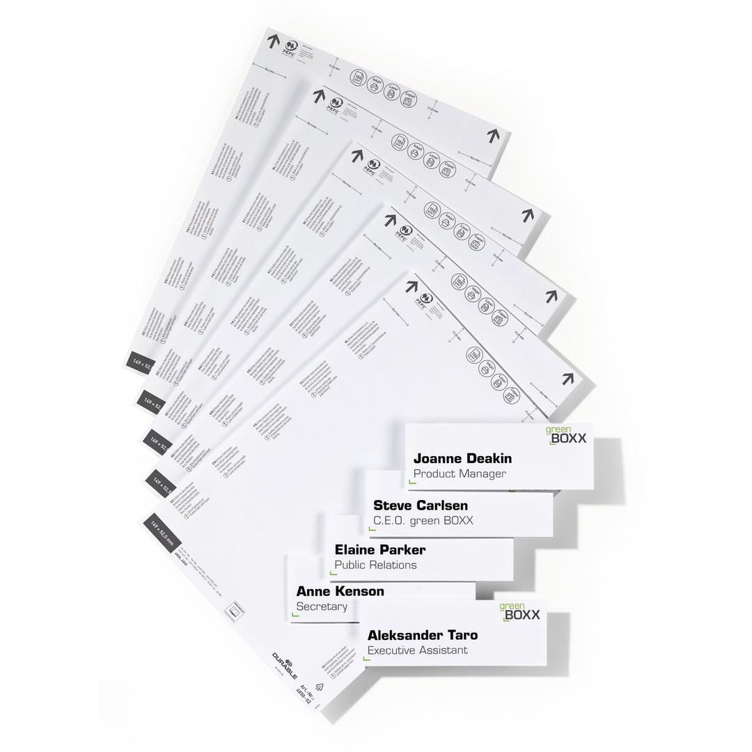 149 x 52,5 mm, sachet de 50 Encarts pour plaque de porte 4850 DURABLE - Sachet de 50 encarts DURABLE 4850 de 149 x 52,5 mm pour plaques de porte