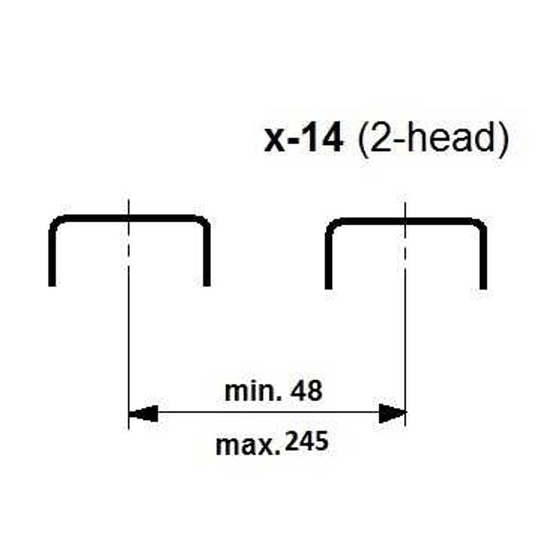 Agrafeuse électrique à pédale, 2 têtes X-14 II GRAFCUT - Schéma de l'écartement des deux têtes de l'agrafeuse Grafcut X-14 II, de 48 à 245 mm