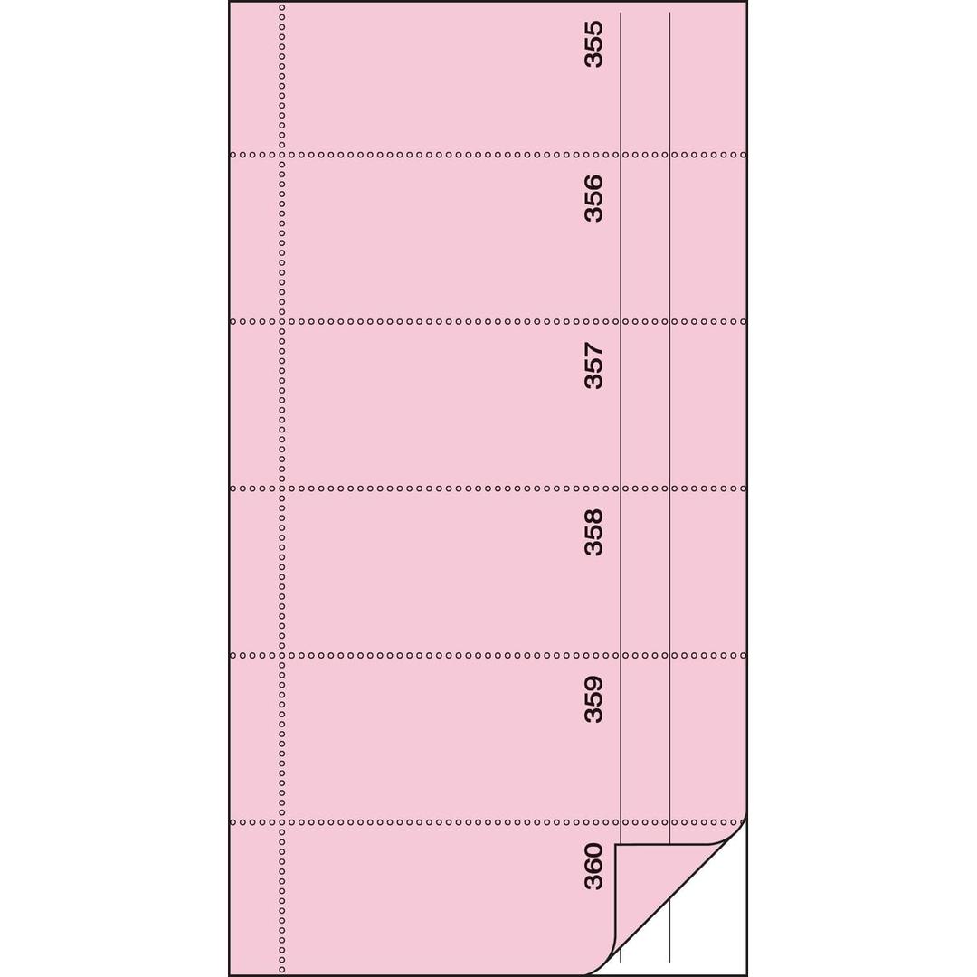 105 x 200 mm, 360 coupons, rose Carnet de commande autocopiant SIGEL - Carnet de commande sigel rose, coupons numérotés 355 à 360, feuille copie blanche