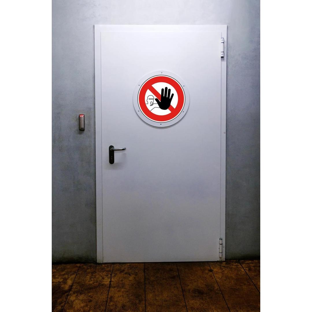 ISO 7010, polypropylène, Ø 20 cm Panneau Accès interdit adhésif 67013E EXACOMPTA - Panneau Accès interdit EXACOMPTA collé sur une porte