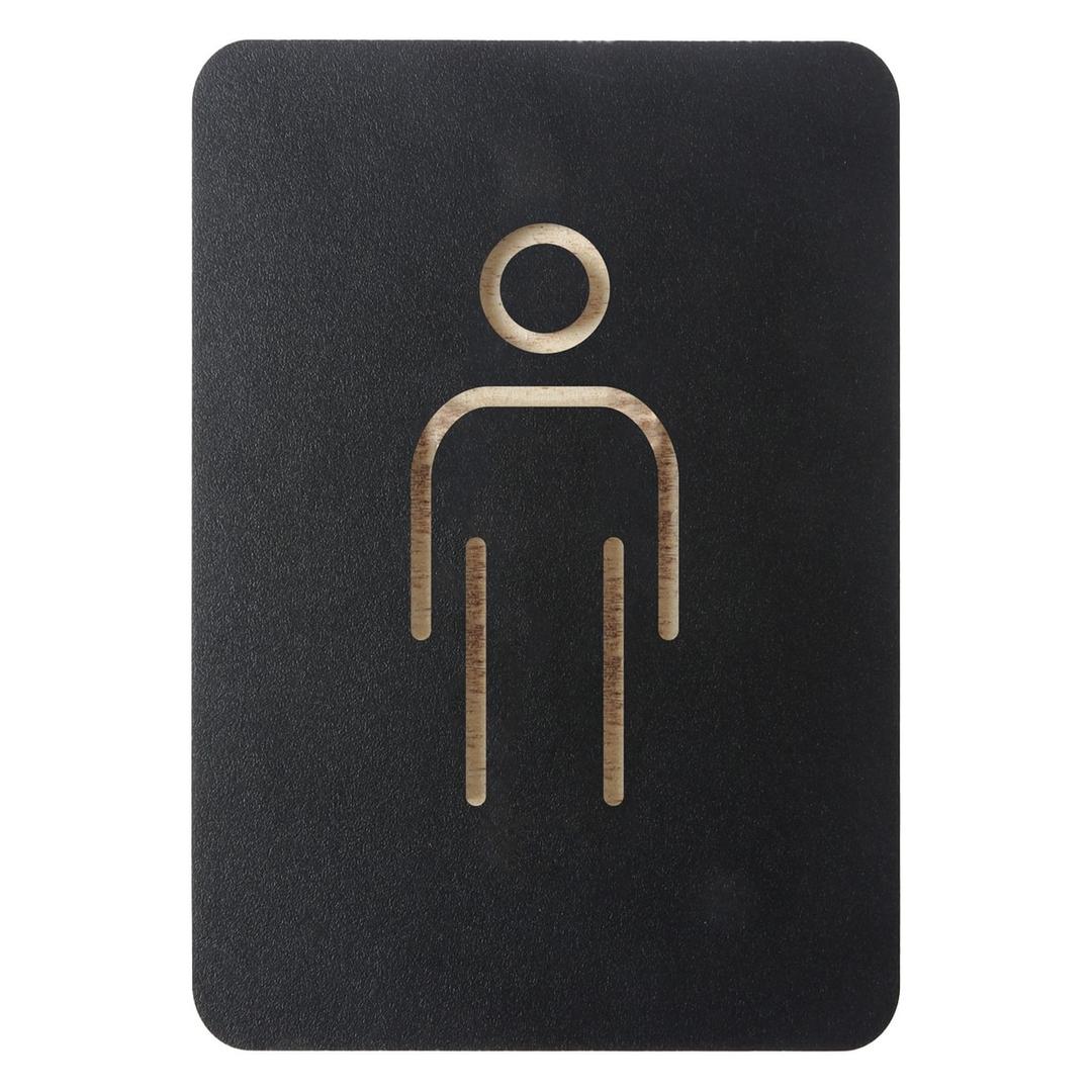 Contreplaqué noir, 105 x 150 mm Plaque WC hommes 421033 EUROPEL - Plaque WC hommes EUROPEL 421033, silhouette fraisée dans le contreplaqué noir