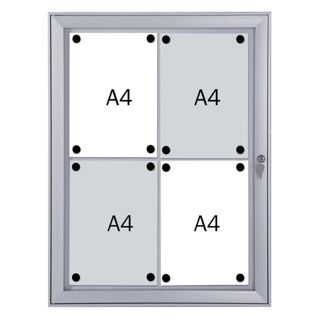 Classée B1, fond magnétique, 4 x A4 Vitrine d'affichage SECURITY FRANKEN - Vitrine d'affichage FRANKEN SECURITY classée B1 4 x A4, vue de face