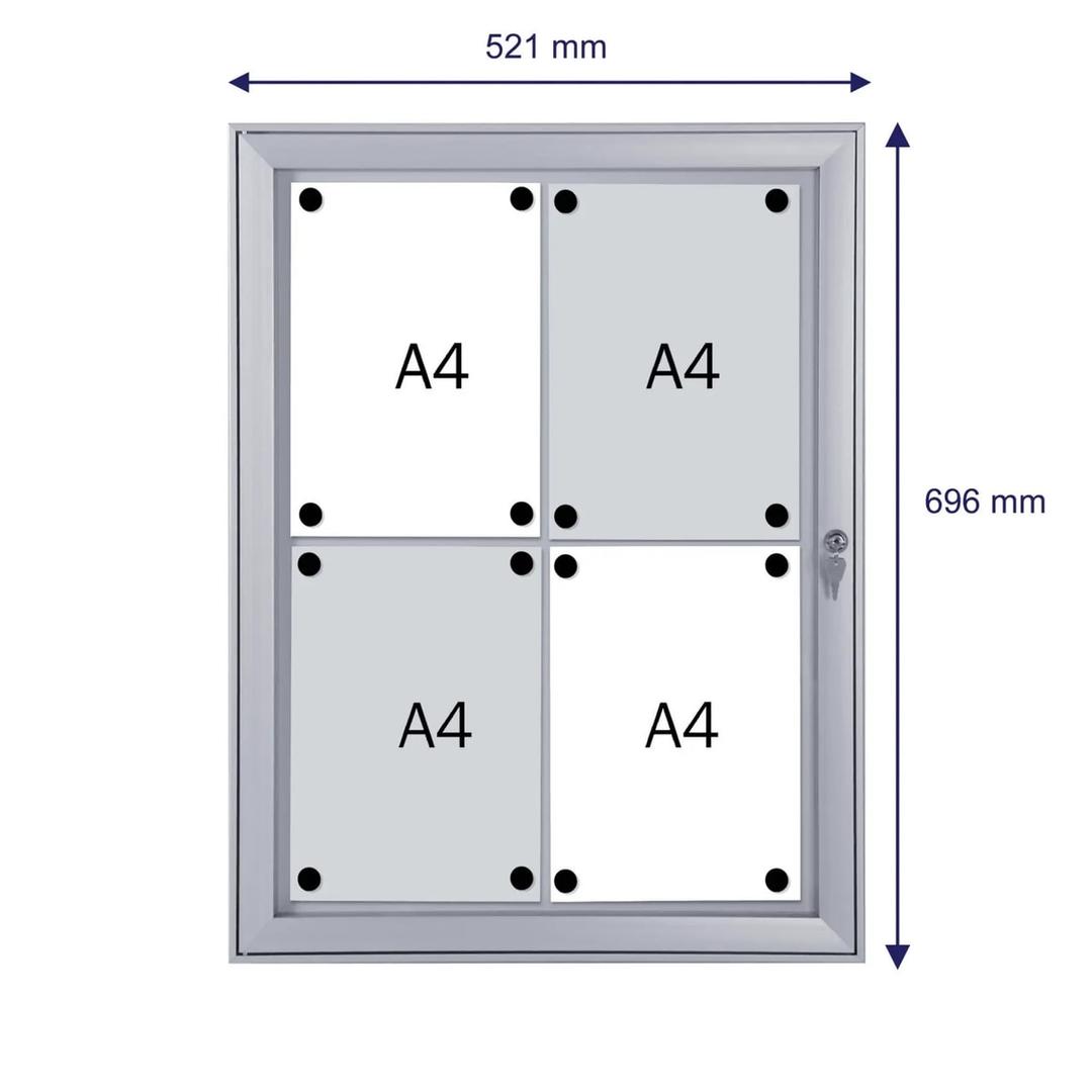 Classée B1, fond magnétique, 4 x A4 Vitrine d'affichage SECURITY FRANKEN - Vitrine d'affichage FRANKEN SECURITY classée B1 4 x A4, dimensions