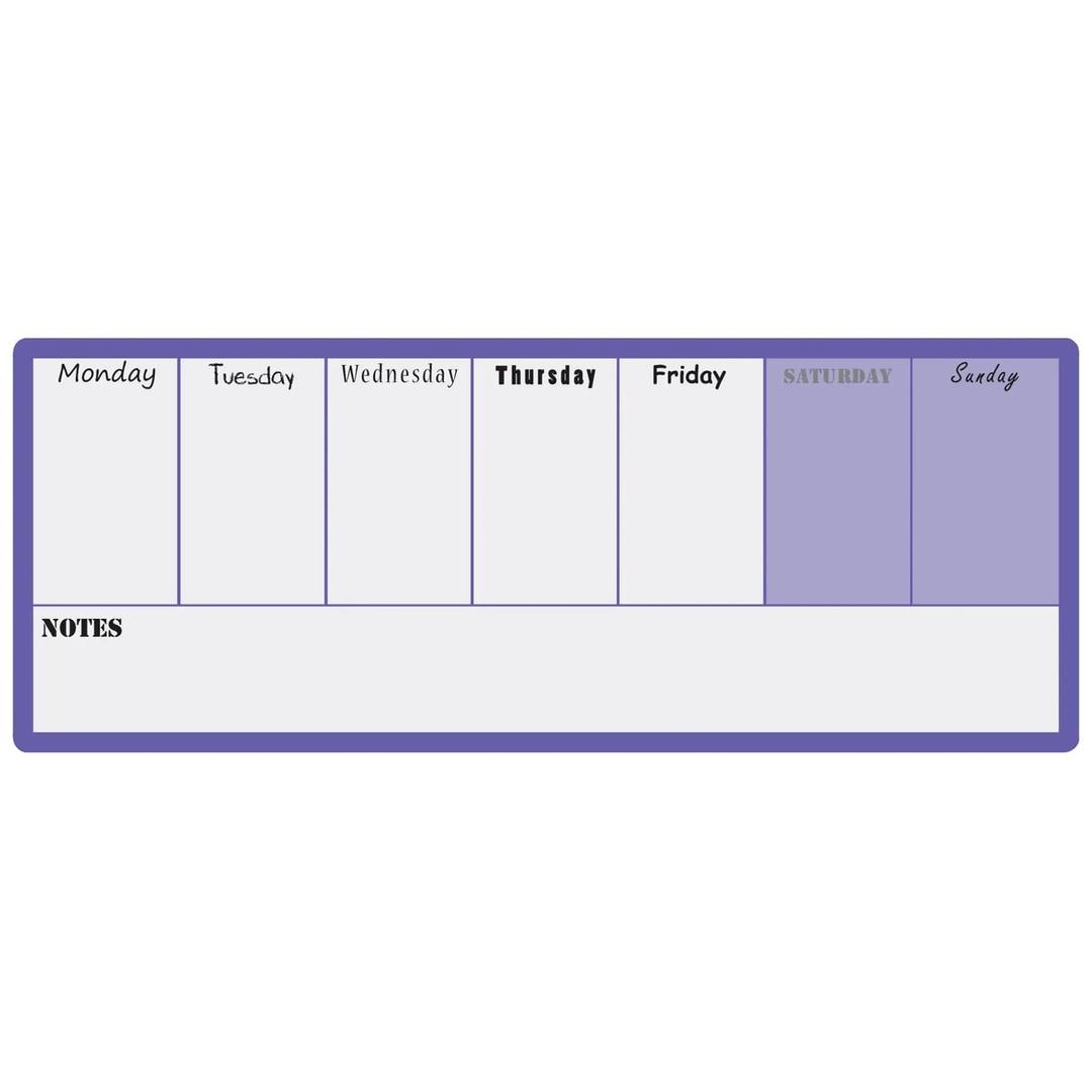 36 x 14 cm, violet, jours en anglais Mini planning hebdomadaire magnétique NOBO - Mini planning hebdomadaire magnétique Nobo violet