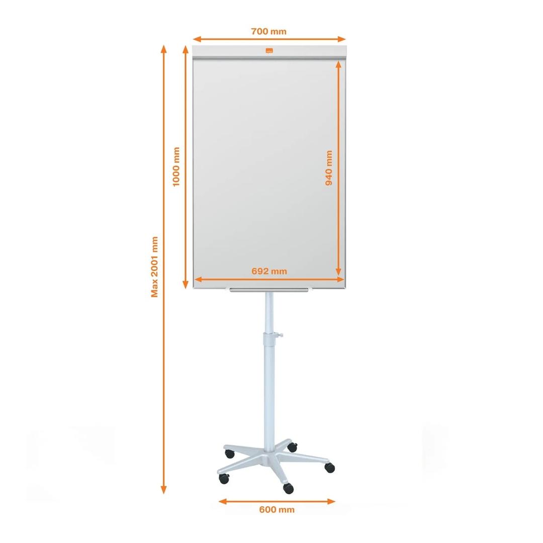 Acier laqué magnétique, pied étoile à 5 roulettes Paperboard mobile Impression Pro NOBO - Cotes du paperboard mobile nobo Impression Pro