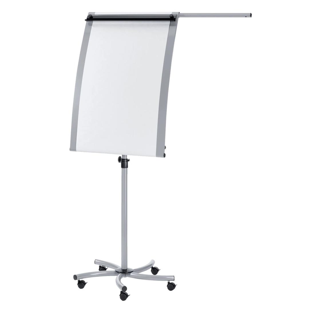 Papier en rouleau de 35 m, surface bombée magnétique Paperboard mobile PRO Paper Roll FRANKEN - Paperboard mobile FRANKEN PRO Paper Roll avec son bras latéral