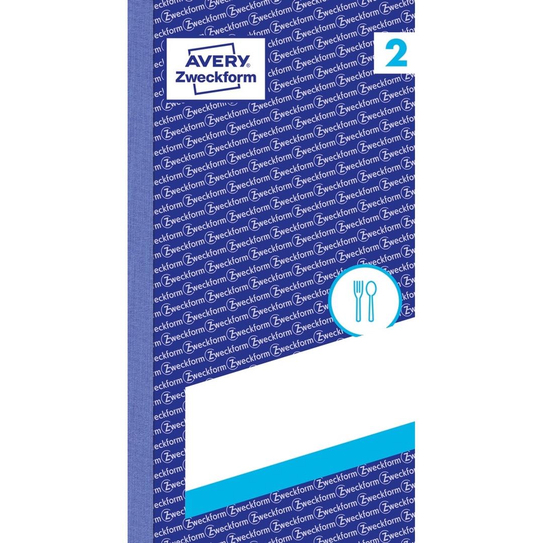 Avec carbone, 300 bons, jaune Carnet de commande serveur n° 2 AVERY - Couverture bleue du carnet de commande AVERY Zweckform 832, chiffre 2