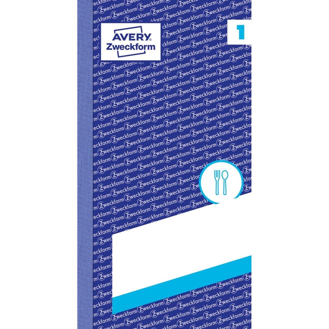 Avec carbone, 300 bons, rose Carnet de commande serveur n° 1 AVERY - Couverture bleue du carnet de commande AVERY Zweckform 831, chiffre 1