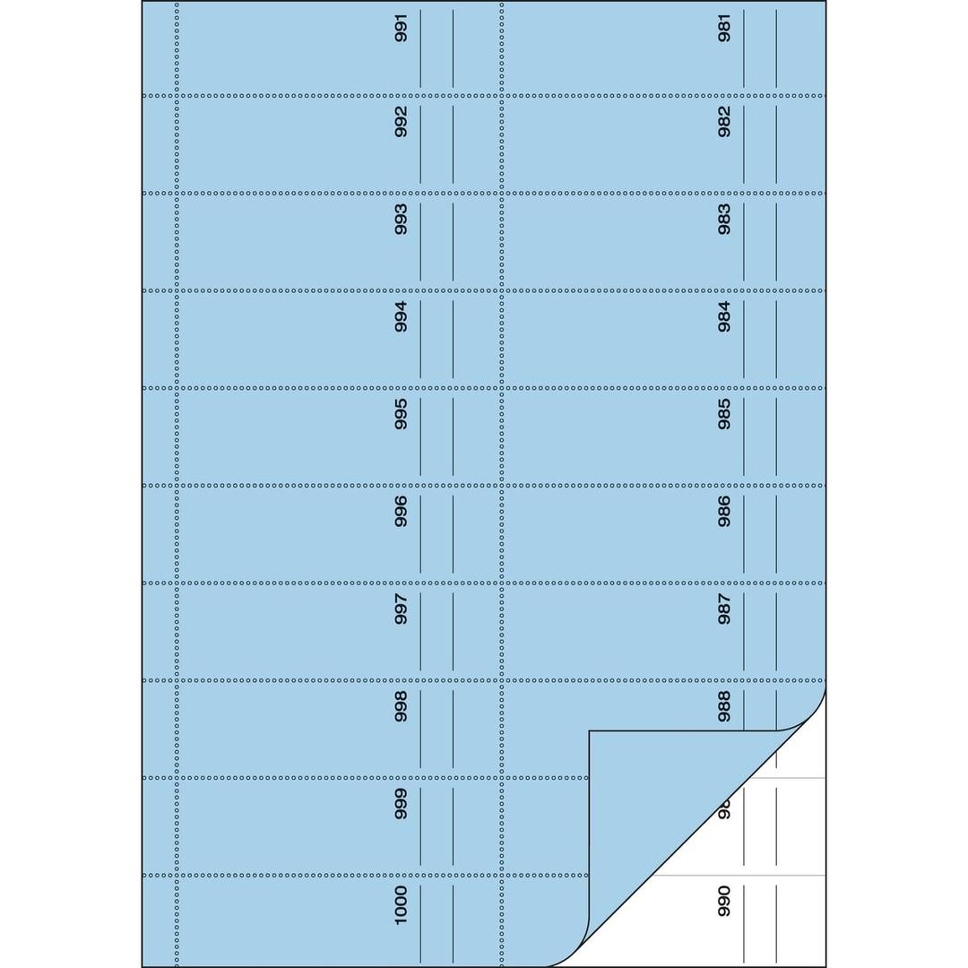 1 000 coupons, bleu clair Carnet de commande A4 avec carbone SIGEL - Feuille A4 bleu clair du carnet de commande sigel BO115, coupons numérotés sur deux colonnes, double blanc