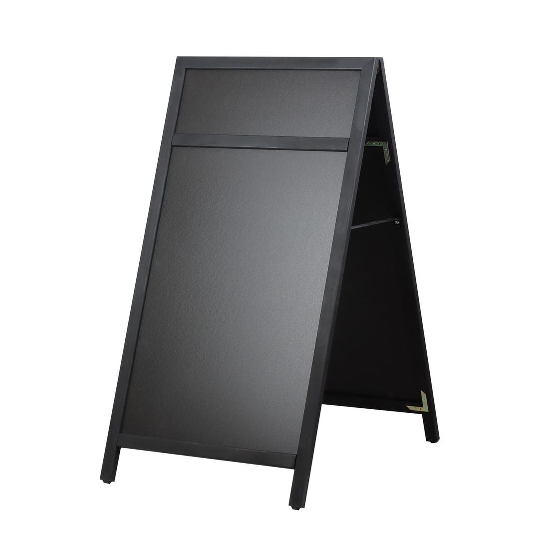 Avec en-tête, 660 x 1 280 mm, noir mat Stop-trottoir ardoise DELUXE EUROPEL - Stop-trottoir EUROPEL DELUXE noir mat, vue de trois quarts
