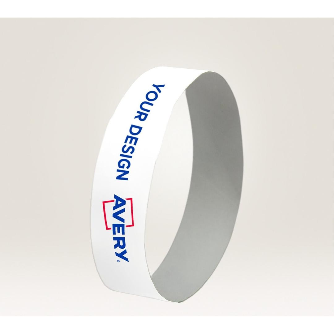 Laser, 265 x 18 mm, lot de 100, blanc Bracelet d'identification imprimable AVERY - Bracelet d'identification imprimable AVERY blanc personnalisé au laser