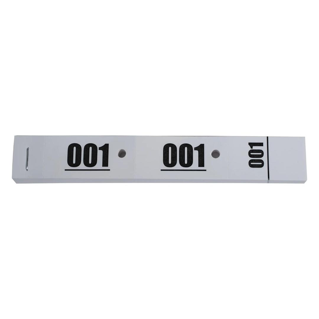 Carnet de 50, trous pour cintre, 200 x 30 mm Ticket vestiaire à 3 volets EXACOMPTA - Carnet de tickets vestiaire EXACOMPTA à 3 volets, ticket 001