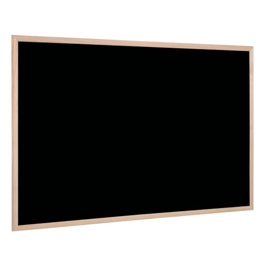Cadre en pin, surface noire, 400 x 300 mm Tableau craie Basic BI-OFFICE - Tableau craie Bi-Office Basic noire vu de trois quarts