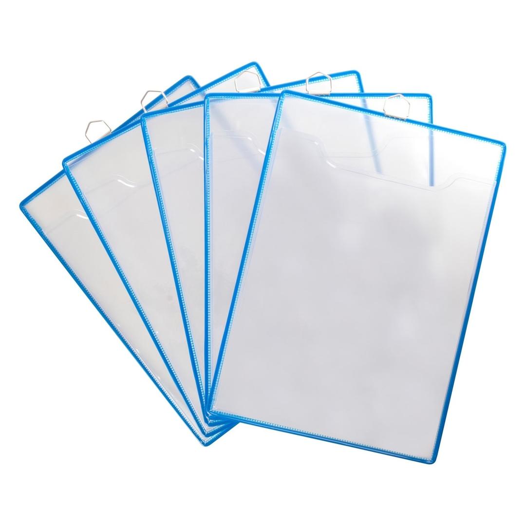 A4 portrait, bleu, lot de 5 Porte-brochures à suspendre DJOIS - Lot de 5 porte-brochures à suspendre djois A4