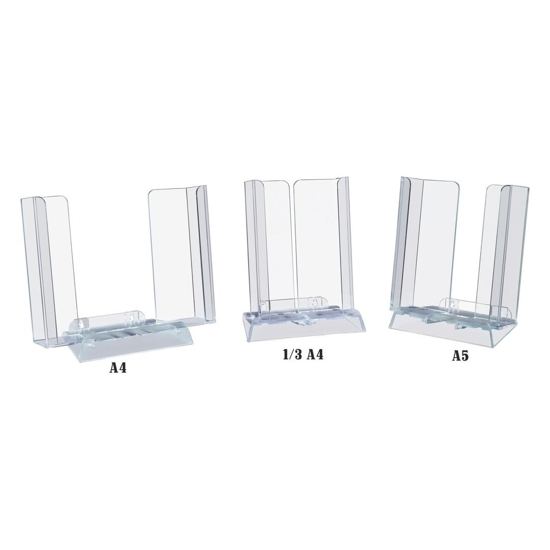 A4, A5 ou DL, transparent Porte-brochures réglable EUROPEL - Porte-brochures réglable EUROPEL dans ses 3 positions A4, A5 et DL