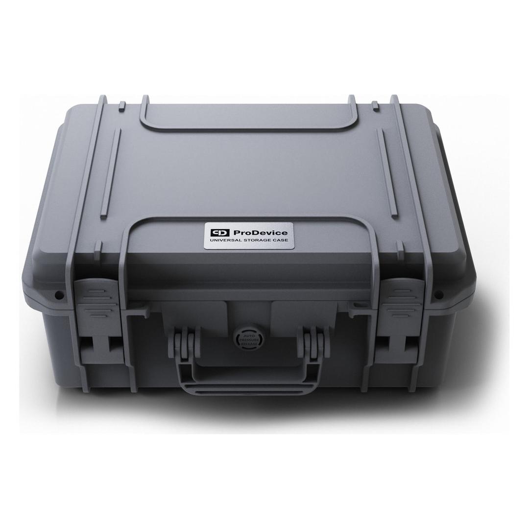 Valise de stockage pour 10 bandes ou disques 3,5 pouces USC Medium PRODEVICE - Valise de stockage PRODEVICE USC Medium fermée, coque grise et fermetures à loquets