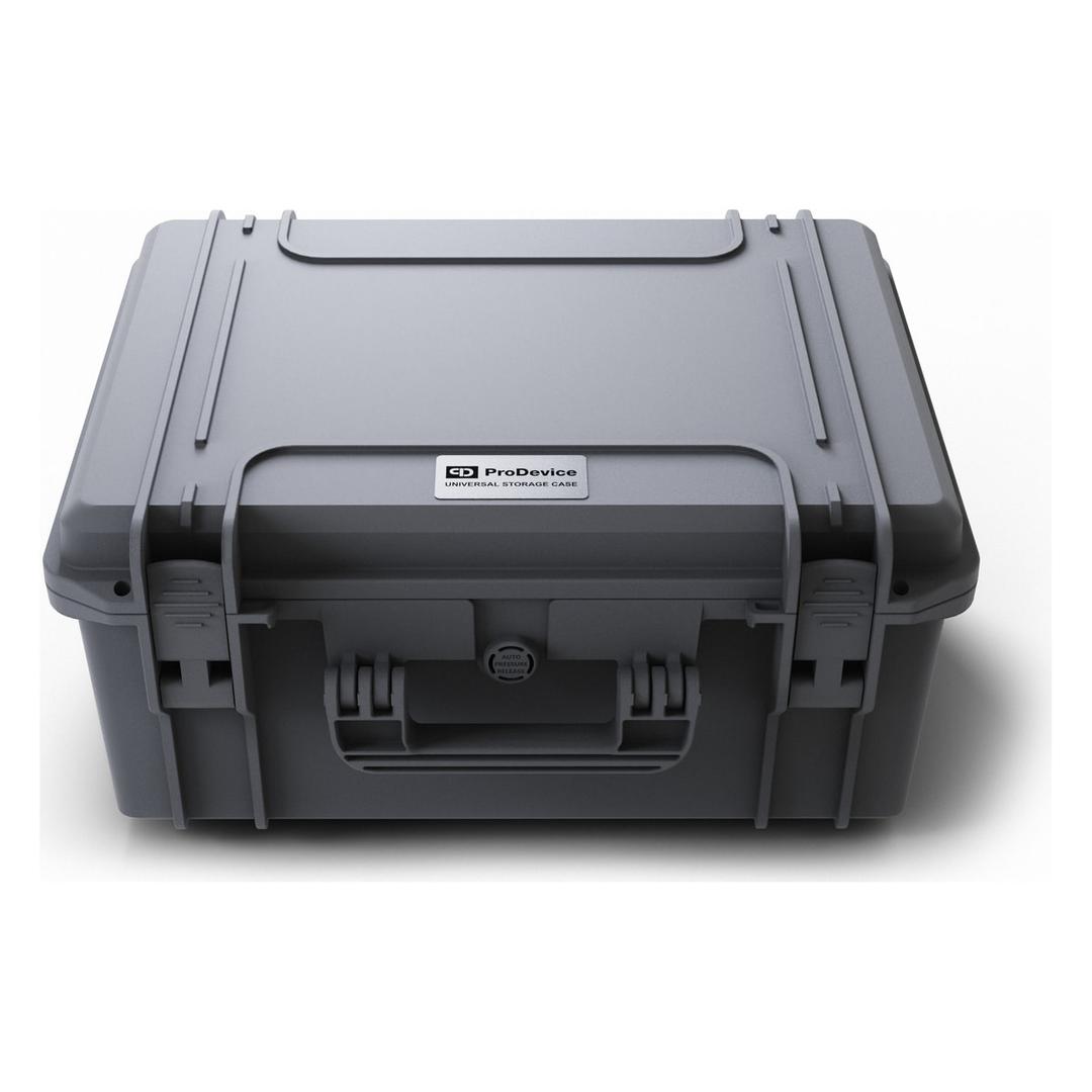 Valise de stockage pour 20 bandes ou disques 3,5 pouces USC Large PRODEVICE - Valise de stockage PRODEVICE USC Large fermée, coque grise et fermetures à loquets