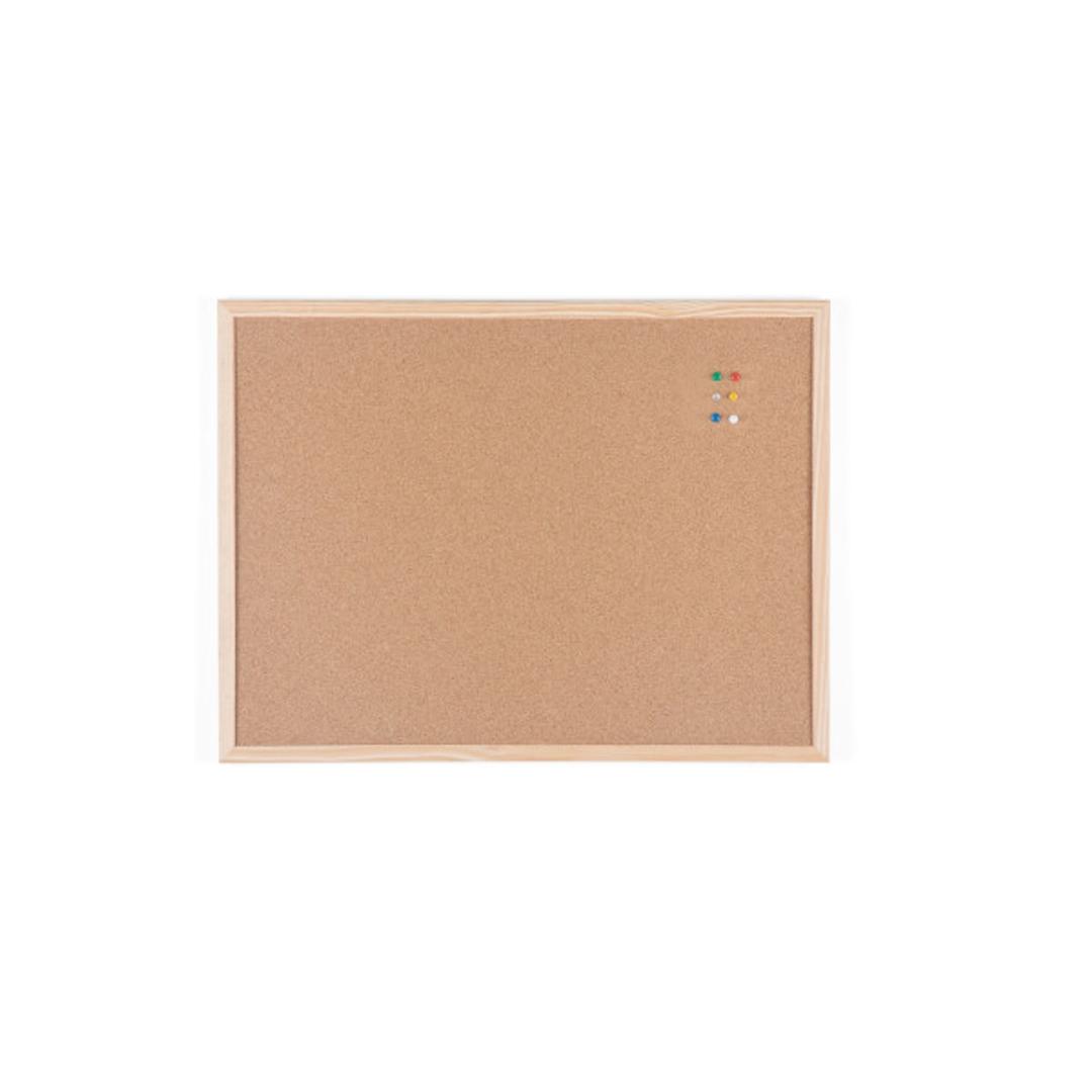 Cadre en pin, 600 x 400 mm Tableau en liège Basic BI-OFFICE - Tableau en liège Bi-Office Basic à cadre en pin, 600 x 400 mm, avec des punaises